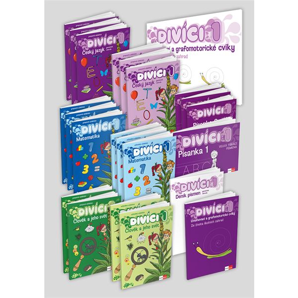 Divíci 1 - základní učitelský balíček - Český jazyk GEN (vázané písmo) + Matematika + Člověk a jeho svět