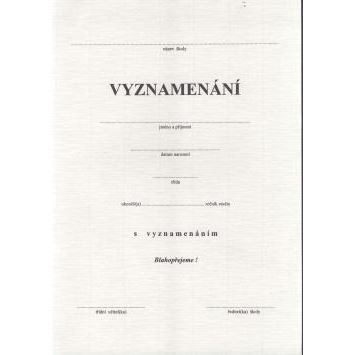 Vyznamenání - příloha k vysvědčení A4
