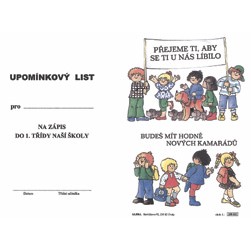 Upomínkový list na zápis do 1.třídy A4 karton