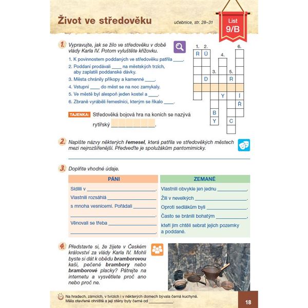 Pracovní listy k učebnici Obrazy ze starších českých dějin - el.jednouživatelská  licence pro žáky (12 měsíců + 6 zdarma)