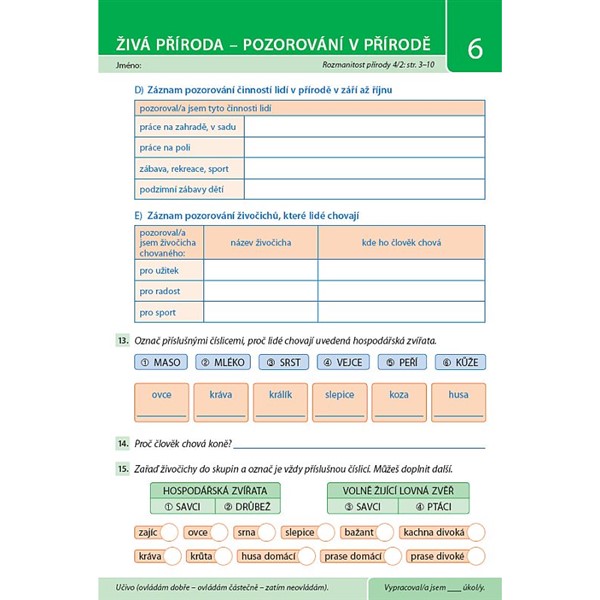 Pracovní listy k učebnici Rozmanitost přírody 4/2