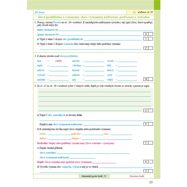 Pracovní sešit k učebnici Český jazyk 5 - 1. díl