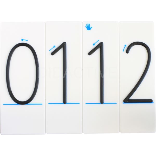 Hmatové číslice Comenia Script na destičce (D5)