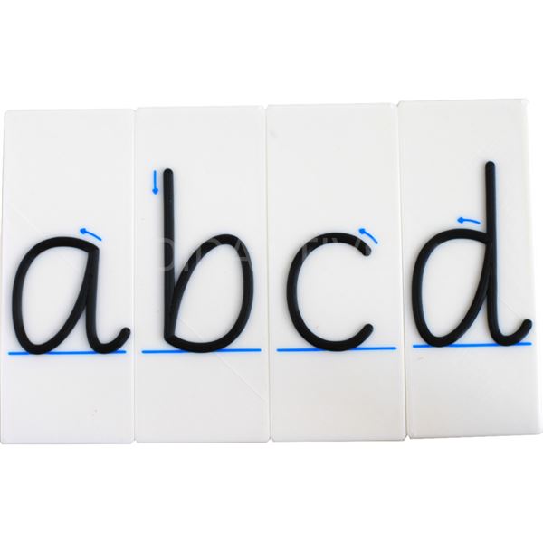 Hmatová písmena Comenia Script na destičce - malá písmena základní (D1)