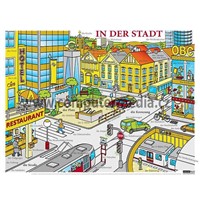 Němčina - In der Stadt - nástěnný obraz, 110x80cm, 2 lišty
