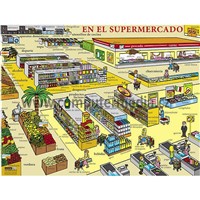 Španělština - En el Supermercado (V supermarketu) - nástěnný obraz, 110x85cm, 2 lišty