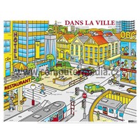 Francouzština - Dans la Ville (Ve městě) - nástěnný obraz, 110x85cm, 2 lišty