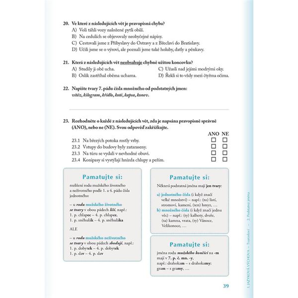 Přijímací zkoušky na víceletá gymnázia - ČJ, 5. třída