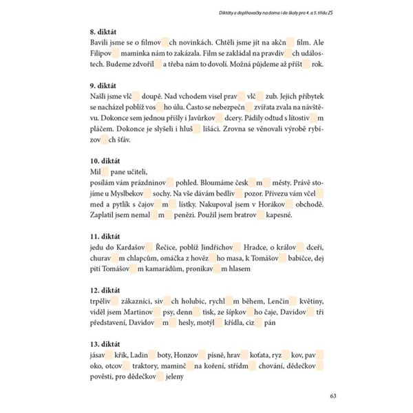 Diktáty a doplňovačky na doma i do školy pro 4. a 5. třídu ZŠ