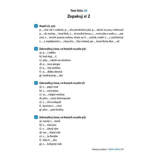 Otestuj si znalosti - Český jazyk (3. třída)