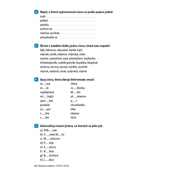 Otestuj si znalosti - Český jazyk (3. třída)