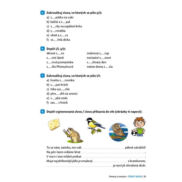 Otestuj si znalosti - Český jazyk (3. třída)