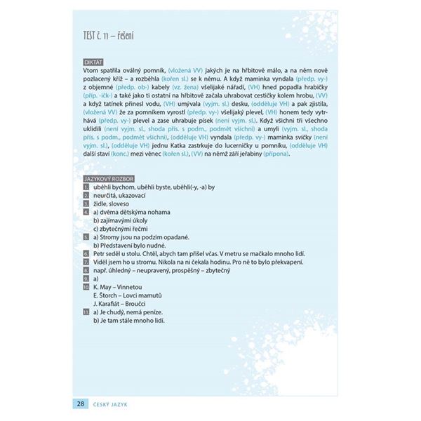 Příprava na přijímací zkoušky na SŠ na osmiletá gymnázia - český jazyk