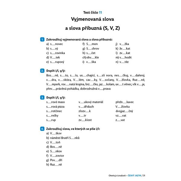Otestuj si znalosti - Český jazyk pro 4. třídu