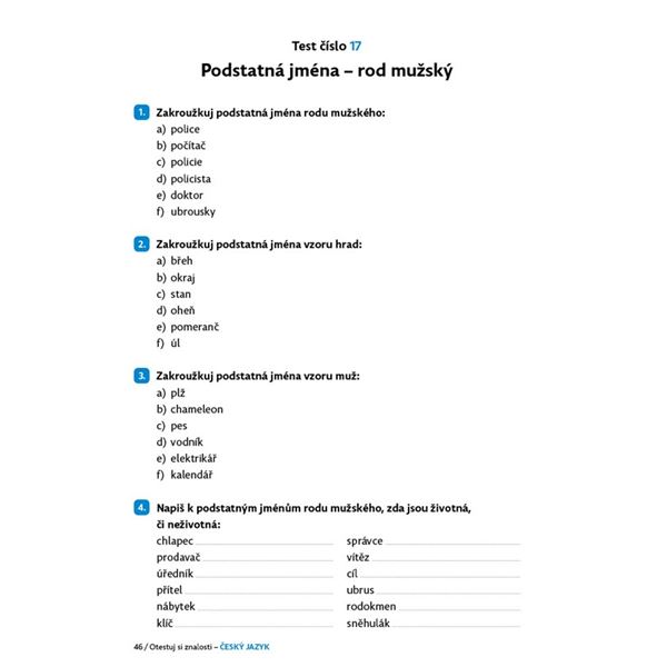 Otestuj si znalosti - Český jazyk pro 4. třídu