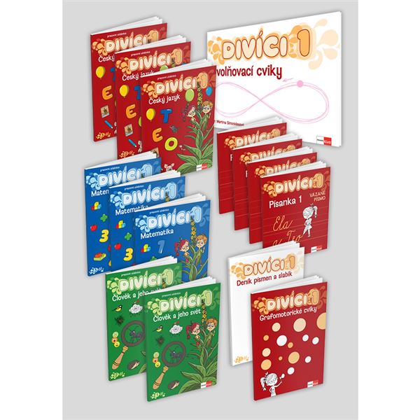Divíci 1 - základní žákovský balíček - Český jazyk A/S + Matematika + Člověk a jeho svět