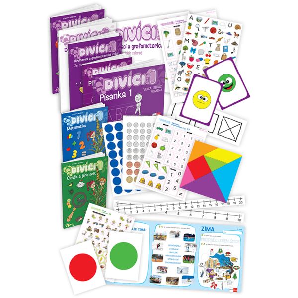 Divíci 1 - rozšířený žákovský balíček - Český jazyk GEN (vázané písmo) + Matematika + Člověk a jeho svět