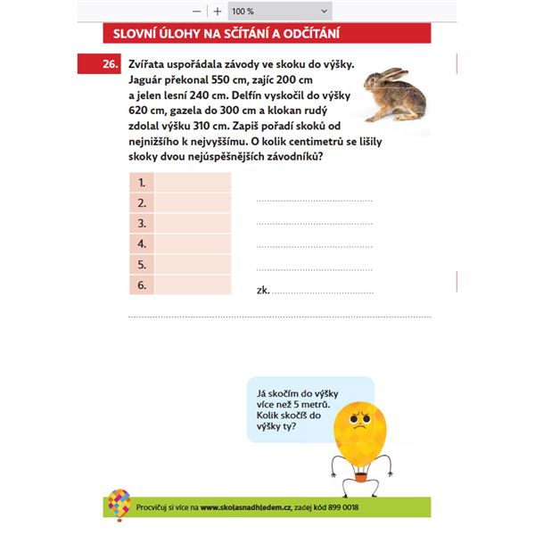 Slovní úlohy pro 3. a 4. ročník