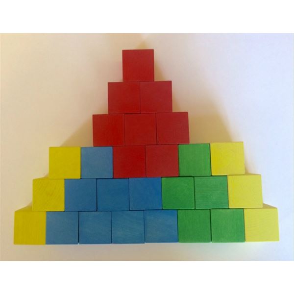 Dřevěné krychle 4x4cm - základní sada (27 krychlí - mix barev)