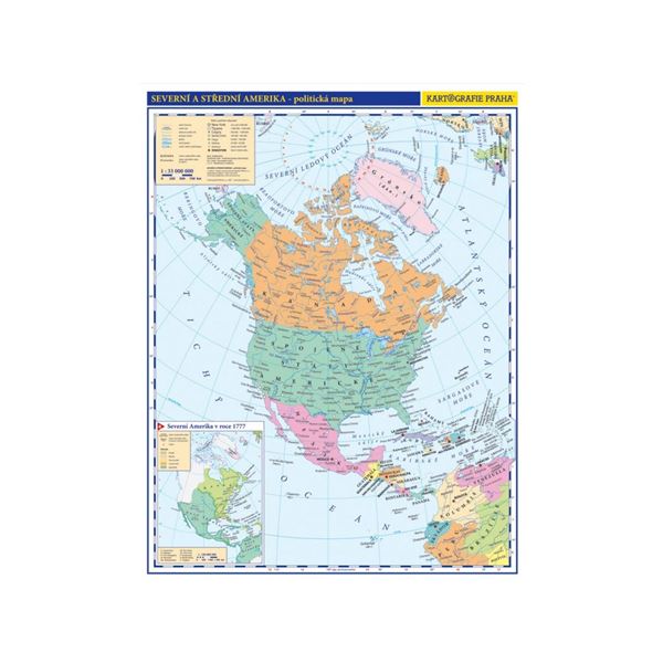 Severní a Střední Amerika - příruční politická mapa
