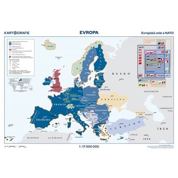 Evropa – Evropská unie a NATO – školní nástěnná mapa