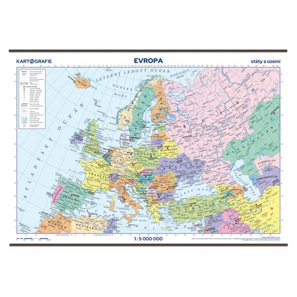 Evropa – státy a území - školní nástěnná mapa