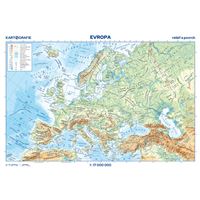 Evropa – příruční mapa, reliéf a povrch/státy a území