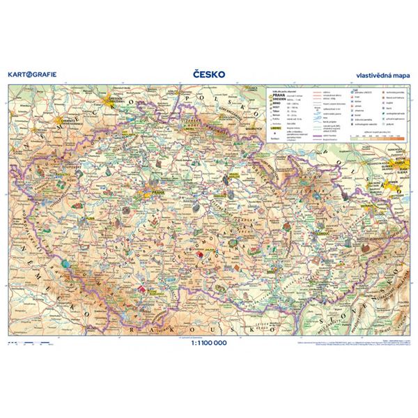 Česko – příruční vlastivědná mapa/satelitní snímek