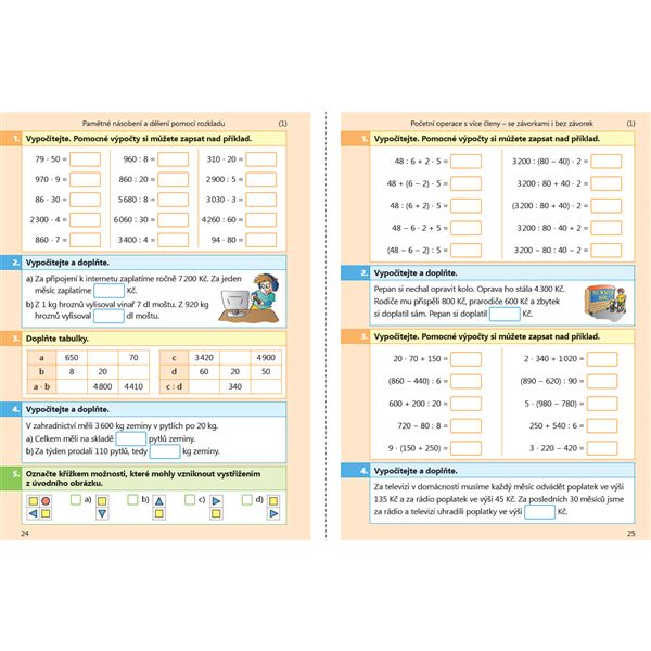 Testíky pro čtvrťáky - matematika 1. díl barevný pracovní sešit