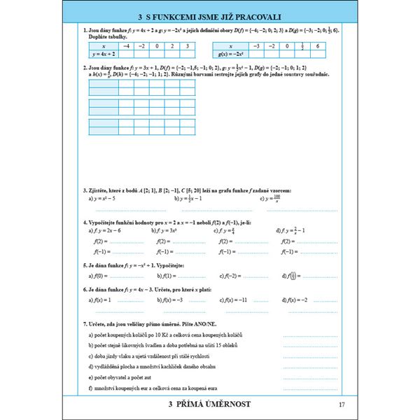 Matematika 9 - Práce s daty, úměrnosti a funkce - Pracovní sešit