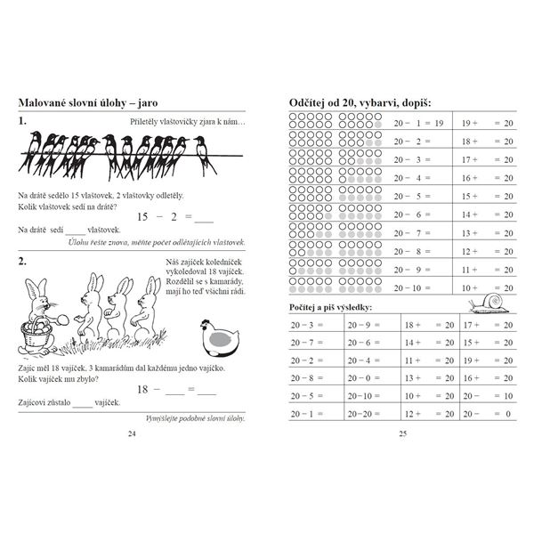 Počítáme do 20 bez přechodu přes desítku - pracovní sešit
