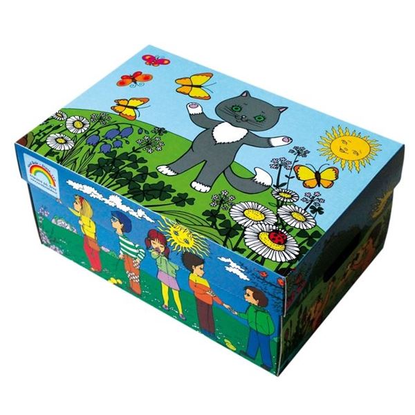 Balíček pro prvňáčky v krabici s kocourem Samem