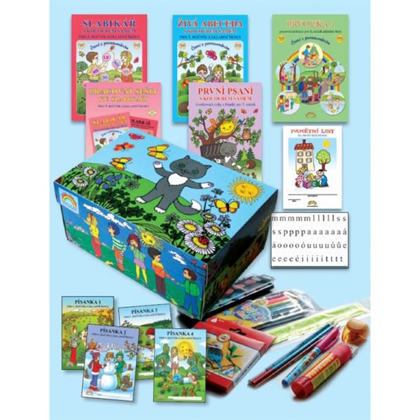 Balíček pro prvňáčka v krabici s kocourem Samem bez Matematiky