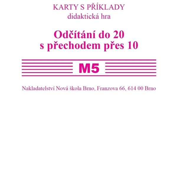 Sada kartiček M5 - Odčítání do 20 s přechodem přes 10