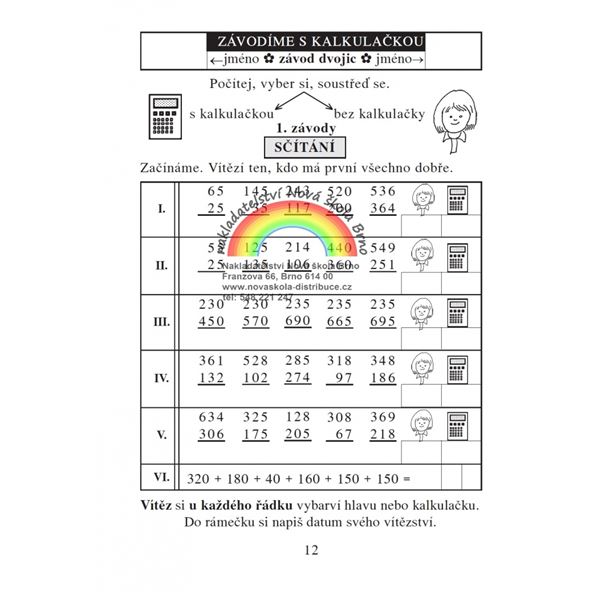 Chci závodit s kalkulačkou - pracovní sešit