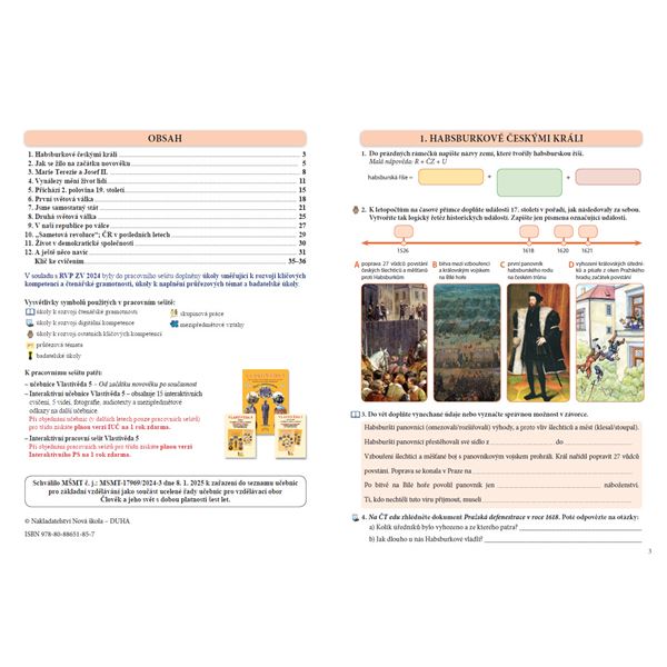 Vlastivěda 5 - Od začátku novověku po současnost - pracovní sešit, Čtení s porozuměním