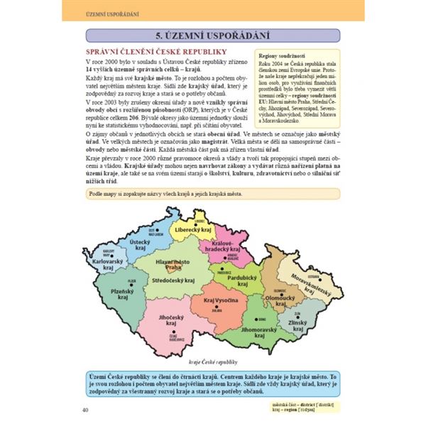 Zeměpis 8, 2. díl - Česká republika, Čtení s porozuměním - učebnice