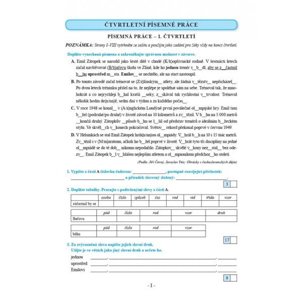 Procvičujeme češtinu v 9. ročníku - pracovní sešit, Čtení s porozuměním
