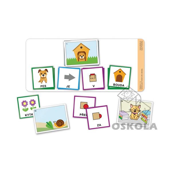 Tvoření vět s obrázky – Předložky