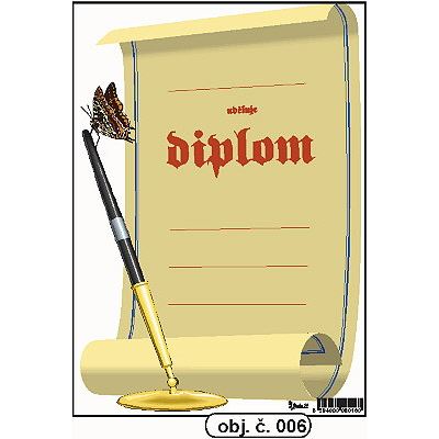 Diplom A5 - Motýl s perem