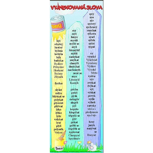 Vyjmenovaná slova - záložka s učivem 3. ročník