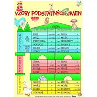 Vzory podstatných jmen, skloňování vzorů podstatných jmen rodu mužského - karta pro 4. ročník (A4)
