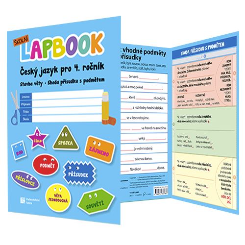 Školní lapbook - Čeština: Stavba věty. Shoda podmětu s přísudkem - pro 4. ročník