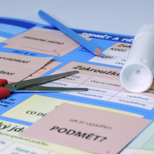 Školní lapbook - Čeština: Stavba věty. Shoda podmětu s přísudkem - pro 4. ročník